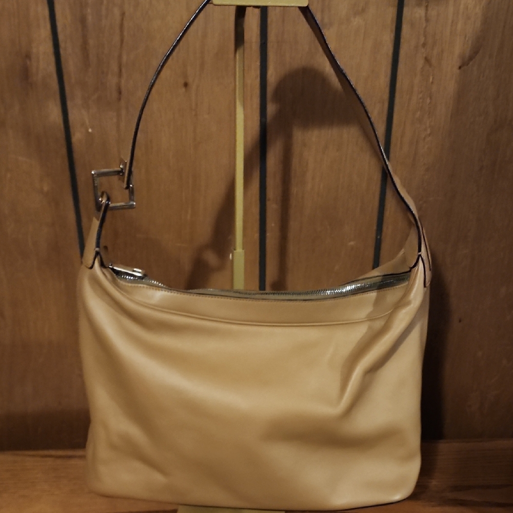Bally Tan Leather Shoulder Bag with Silver Hardware